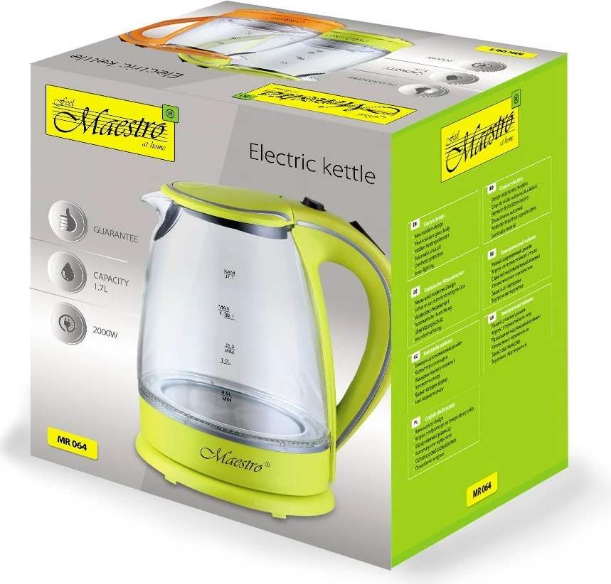 Ibrik elektrik Feel-Maestro MR-064-GREEN, 1.7L, 2000W, xham, i gjelbër
