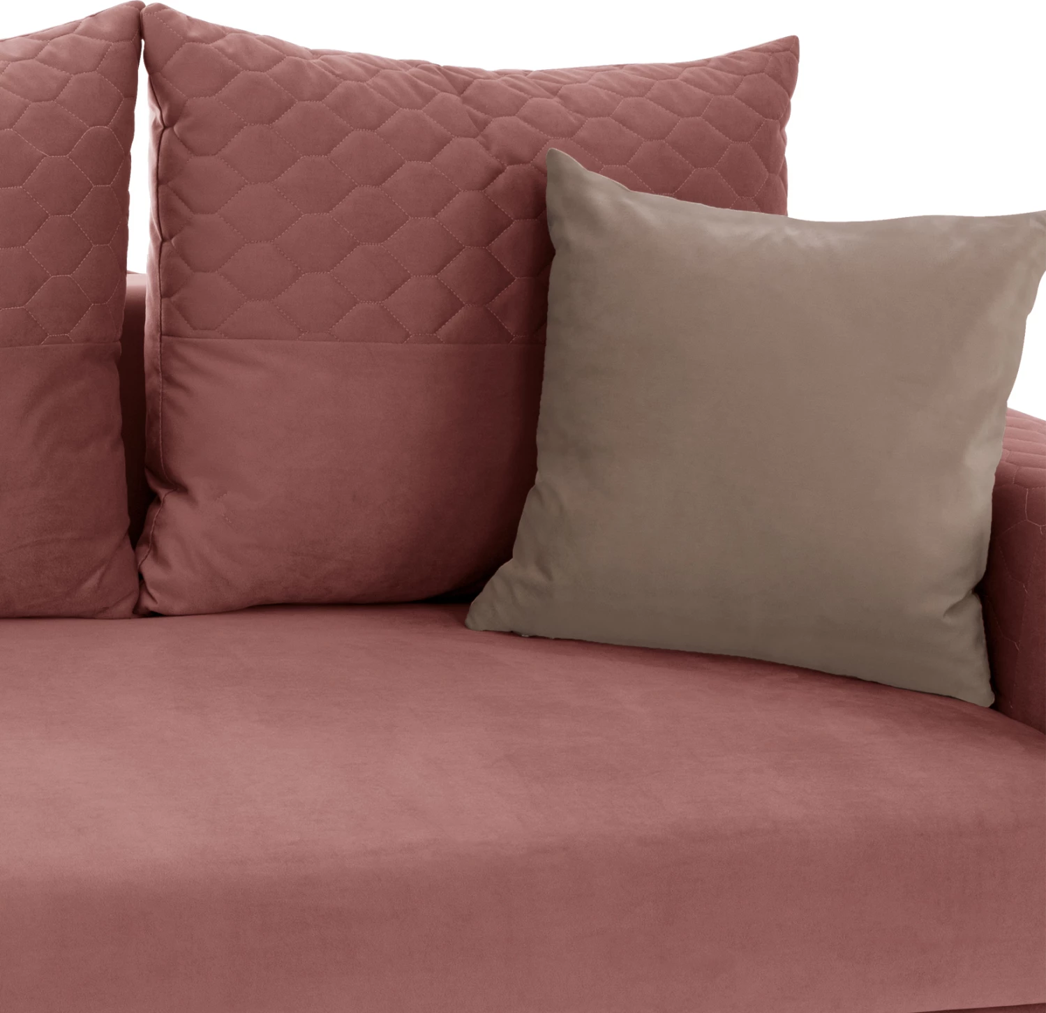 Divan qoshe PORTOFINO, rozë e zbehtë, këmbë të larta, 2 pjesë, pëlhurë rezistente ndaj njollave dhe ujit