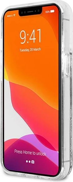 Mbështjellës Karl Lagerfeld KLHCP13LKICGLS për iPhone 13/13 Pro 6.1", hardcase, Liquid Glitter, argjendtë