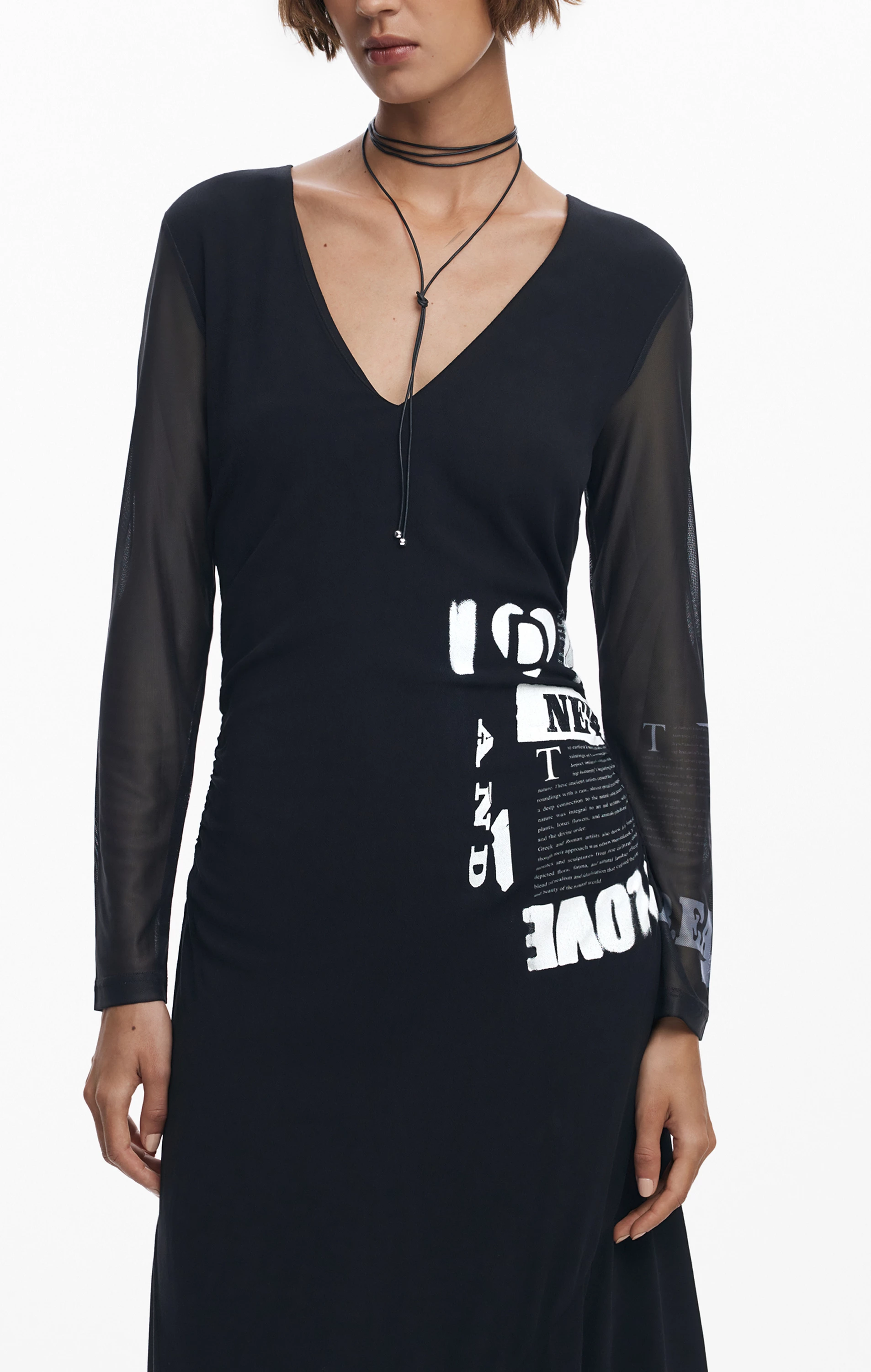 Fustan i gjatë DESIGUAL për femra, i zi