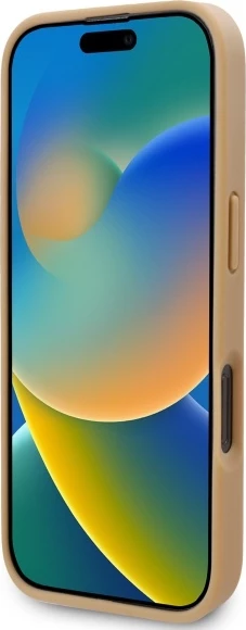 Mbështjellës Karl Lagerfeld për iPhone 16 Pro, lëkurë, MagSafe, Bezhë