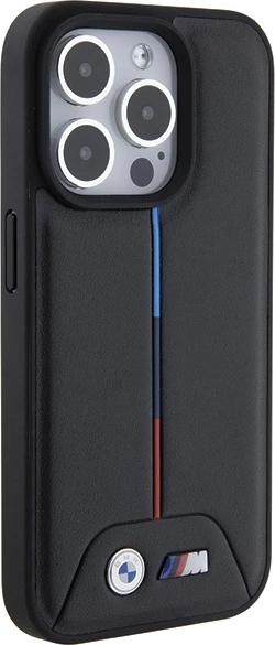 Mbështjellës BMW Quilted Tricolor për iPhone 15 Pro, i zi