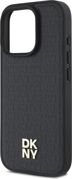 Mbështjellës DKNY Repeat Pattern Stack Logo MagSafe për iPhone 16 Pro Max, i zi