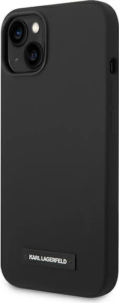 Mbështjellës Karl Lagerfeld KLHMP14MSLMP1K për iPhone 14 Plus 6.7", silikon, MagSafe, zi