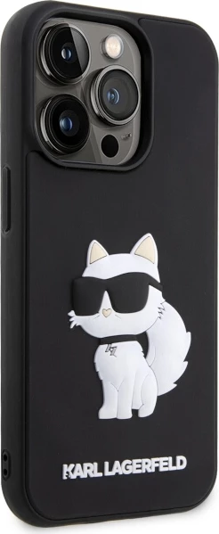 Mbështjellës Karl Lagerfeld KLHCP14L3DRKHNK për iPhone 14 Pro 6.1", 3D Rubber Choupette, i zi