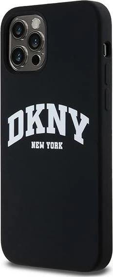 Mbështjellës DKNY Liquid Silicone me logo të bardhë, MagSafe, për iPhone 12/12 Pro, i zi