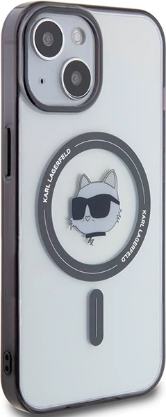 Mbështjellës Karl Lagerfeld KLHMP15MHCHNOTK për iPhone 15 Plus 6.7", transparent, MagSafe