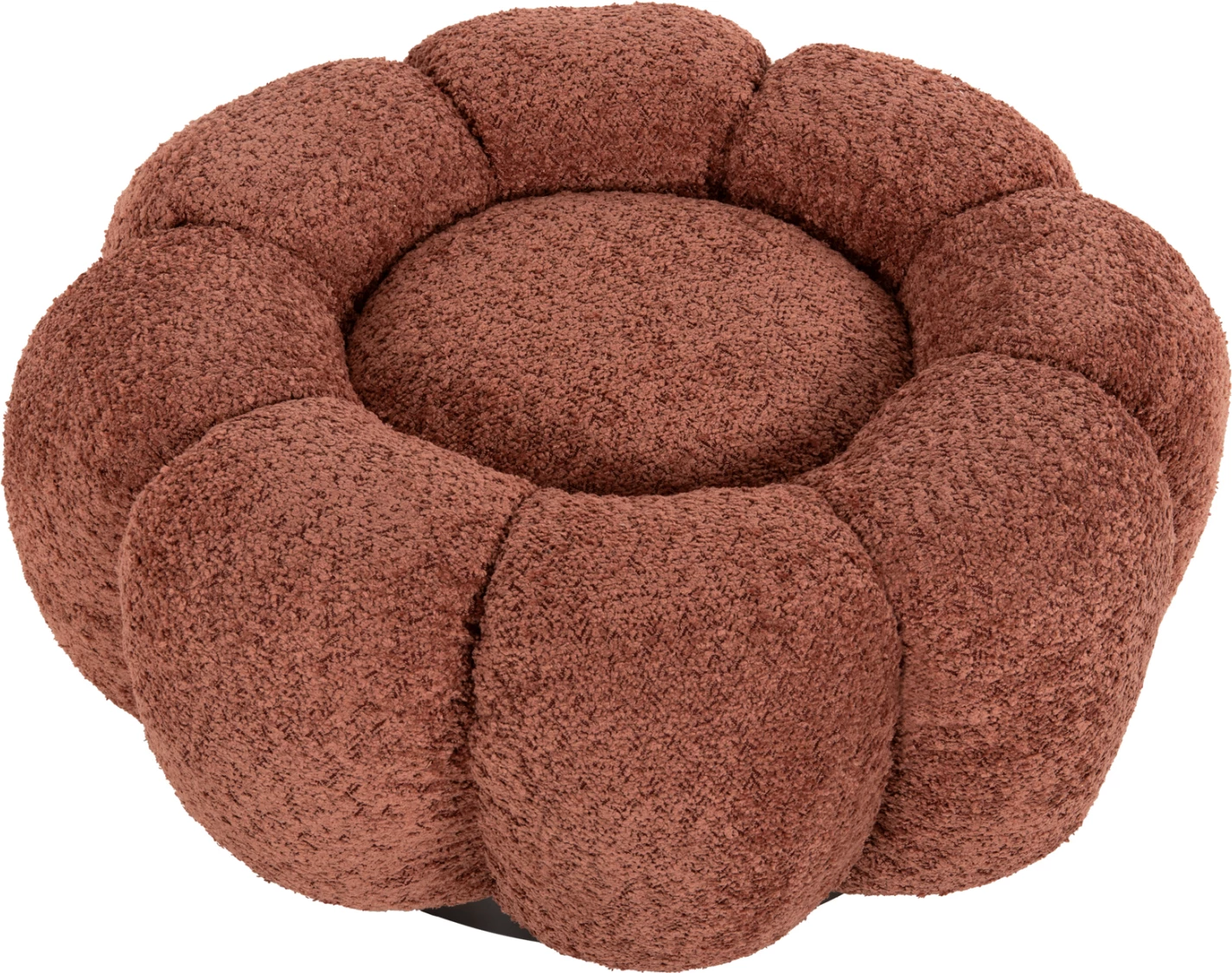 Karrige për bar, ngjyrë rozë boucle, bazë metalike e zezë, Φ60x31H cm