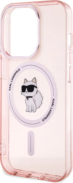 Mbështjellës Karl Lagerfeld IML Choupette MagSafe për iPhone 15 Pro, rozë