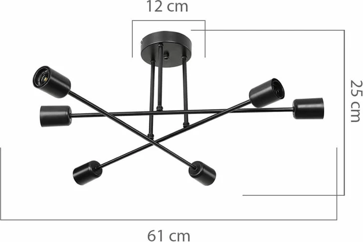 Dritë tavani PWL-1122 Ε27 e zezë D61x25cm