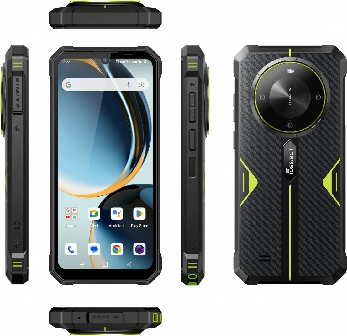 Celular, Fossibot F105 CH, 6.74", 4GB/64GB, Android 14, 4G LTE, bateri 10300mAh, Dual SIM, jeshile