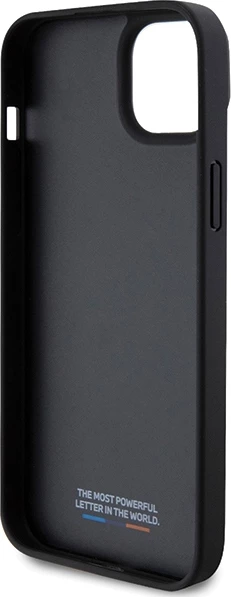 Mbështjellës BMW Perforated Tricolor Line për iPhone 15 Plus / 14 Plus, i zi