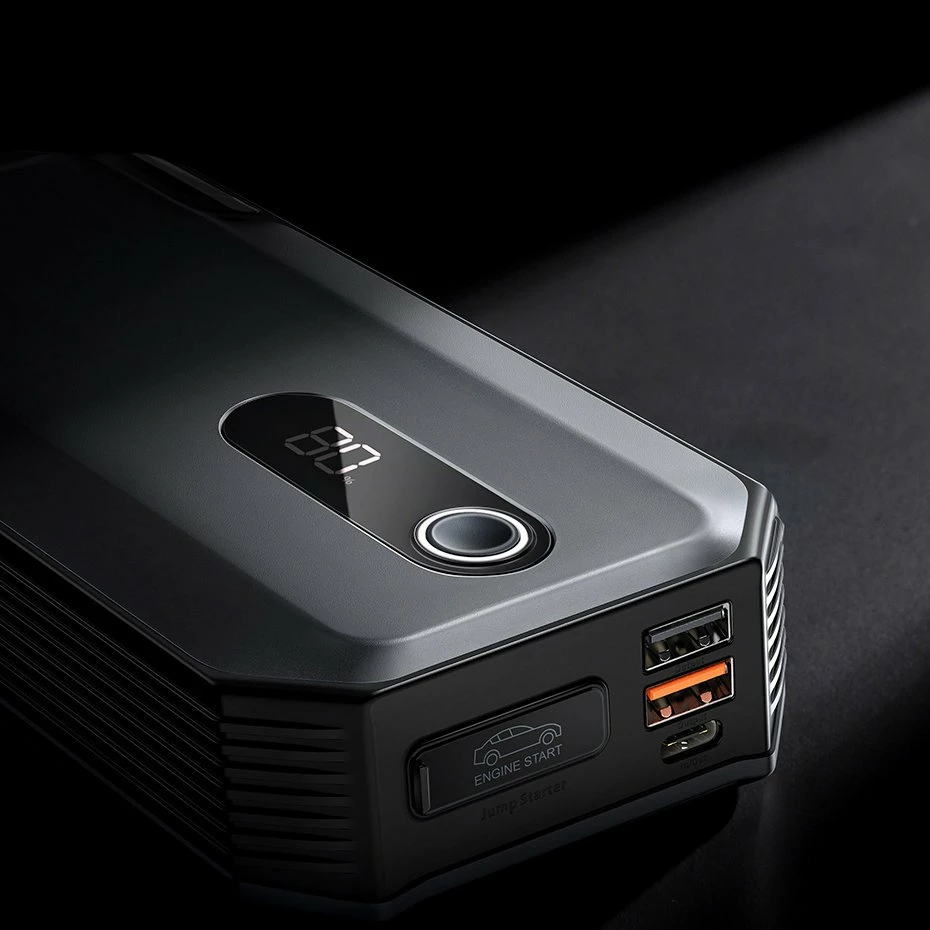 Jump starter Baseus CGNL020001, powerbank 20000mAh, 12V, 2000A, me kabllo krokodili, e zezë