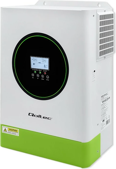 Inverter solar hibrid Qoltec 53866, 6200W, 120A, 48V, MPPT, BMS, Sinus, Wi-Fi, Bardhë/Jeshil