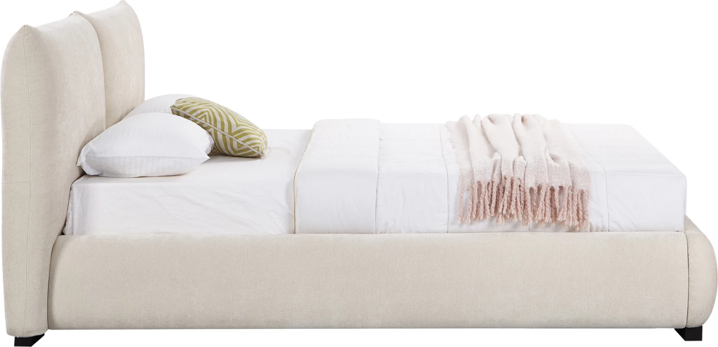 Krevat dopio me hapësirë për depo, material lëkure të butë (faux fur), ngjyrë bezhë e çelët, NUVIA CD728.03, dyshek 160x200cm