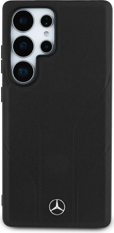 Mbështjellës Mercedes Leather Debossed Lines MagSafe për Samsung Galaxy S25 Ultra, i zi