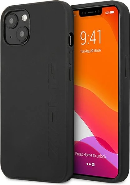 Mbështjellës Mercedes AMG AMHCP14SDOLBK për iPhone 14 6.1", lëkurë, i zi
