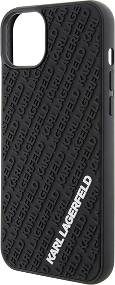 Mbështjellës Karl Lagerfeld 3D Rubber Multi Logo për iPhone 15 Plus, i zi
