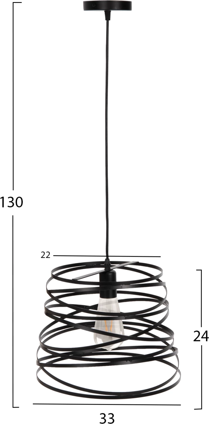 Llambë varëse tavani, kapak cilindrik, FH4129, ngjyrë e zezë, 22-33x130H cm