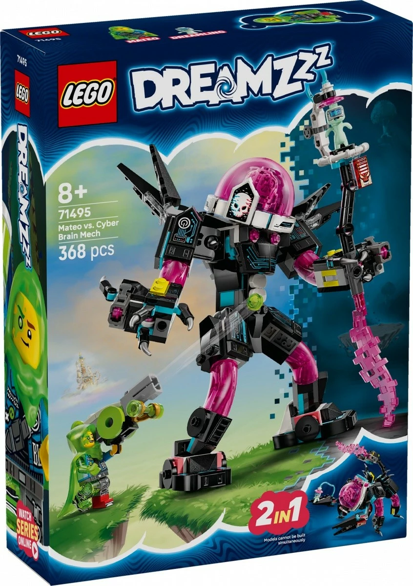 Set ndërtimi LEGO DREAMZzz Mateo vs. Cyberbrain Mech 71495, 368 pjesë, për fëmijë 8+