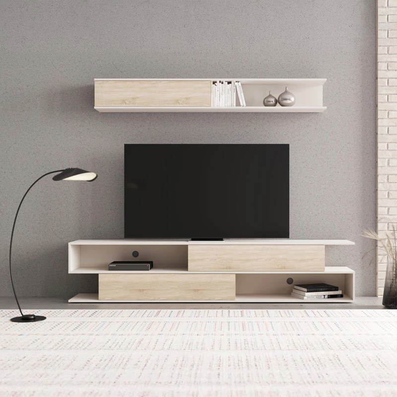 Set për sallon Brick, ngjyrë lisi-sonoma dhe krem, 240x40x50.4cm