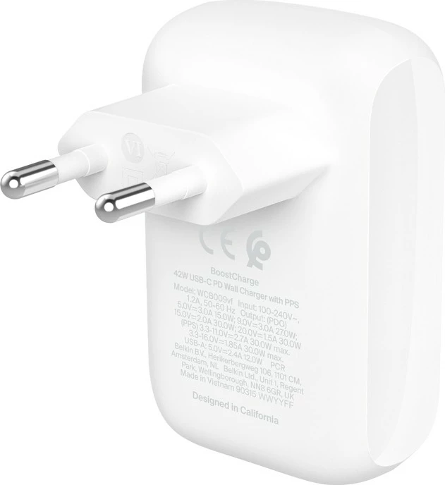 Karikues Belkin WCB009vfWH, 42W, 2 porta, USB Type-C, i bardhë