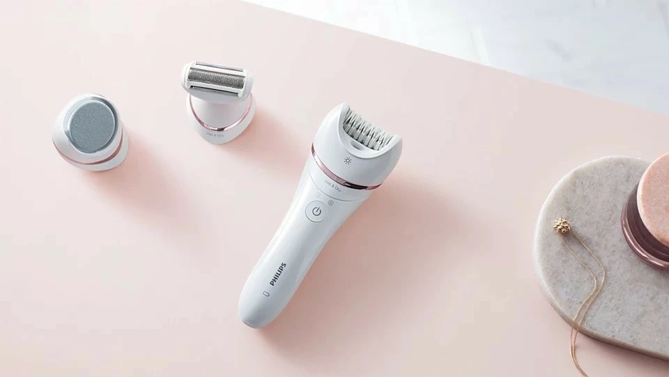 Epilator Philips BRE730/10, seria 8000, bardhë-rozë