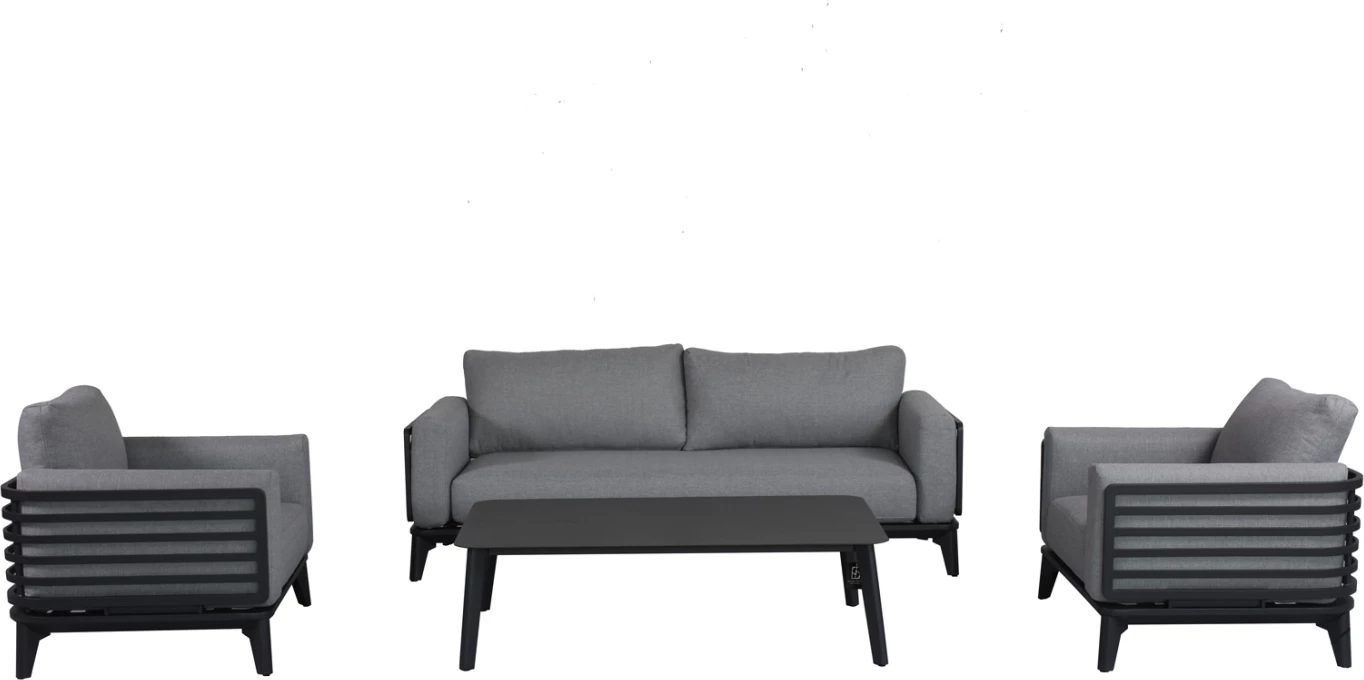 Set lounge për jashtë, 4 pjesë, ORION CD6192.01, alumin gri e errët, jastëk gri