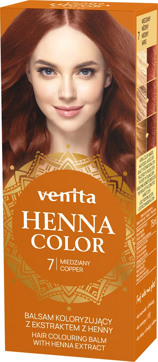 Balsam ngjyrosës për flokë për femra Venita Henna Color 7 Miedziany, 75ml