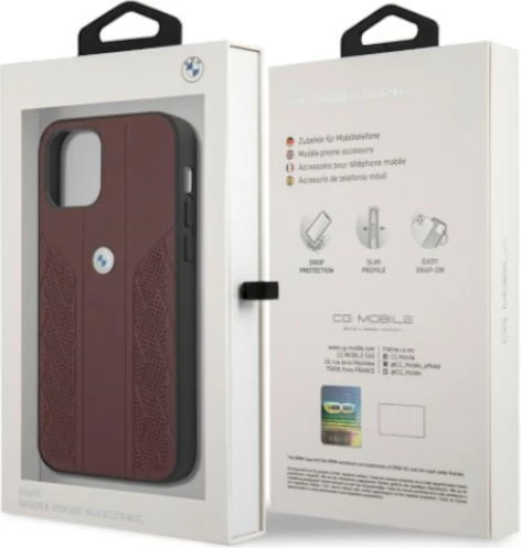 Mbështjellës BMW BMHCP12MRSPPR për iPhone 12/12 Pro 6.1", lëkurë, i kuq