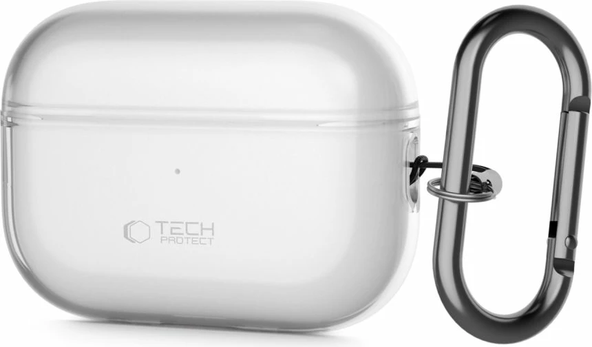 Mbështjellës Tech-Protect FlexAir për AirPods Pro/Pro 2, Transparent, me karabiner