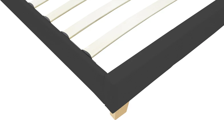 Krevat Nevil, stof antracit, këmbë druri natyrale, 90x190cm