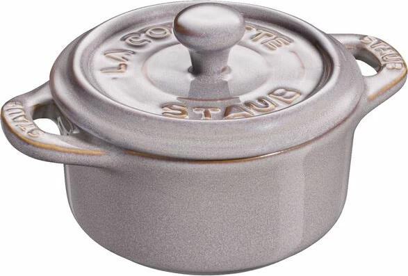 Mini Cocotte 10 cm, e rrumbullakët, gri antike, qeramike