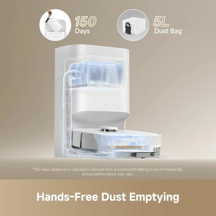 robot fshesë me korrent DREAME D20 Plus, 13,000Pa, auto-zbrazje 5L, fshesë + mop, Wi‑Fi/voice, e bardhë