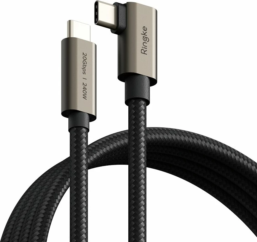 Kabllo USB-C Ringke 3.2 Gen 2x2, 2m, 240W, e zezë