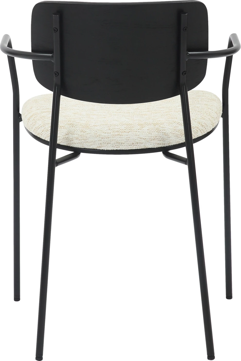 Karrige për ngrënie VIKKI FH9980.02 metal & dru në pëlhurë e zezë-krem, 54x54x75.5H cm, set prej 2 copë