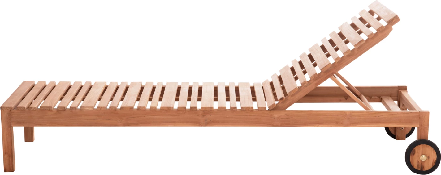 Shezlong me rrota STELLANO, dru tik natyral, 200x65x31cm