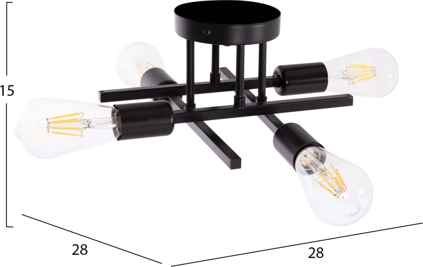 Llambë tavani varëse LIGHTY, metal i zi, FH7428.11, 28x28x15cm