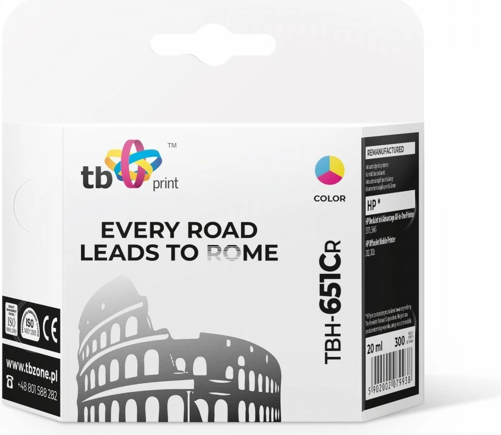 Toner me ngjyra TB Print TBH-651CR për HP DeskJet Ink Advantage 5575/5645, OfficeJet 202/202c, 20ml, Refurbished