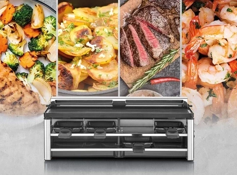 Grill raclette CASO AirClean 1500W, argjend/zi