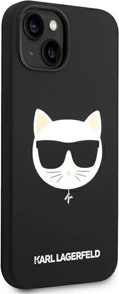 Mbështjellës Karl Lagerfeld KLHMP14MSLCHBK për iPhone 14 Plus 6.7", silikon, i zi, Choupette Head Magsafe