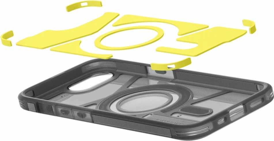 Mbështjellës Spigen Tough Armor MagSafe për iPhone 16e, Gri/Transparent