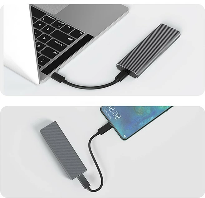 Kasë Qoltec për SSD M.2 NVMe, USB 3.1, 4TB, Grafit