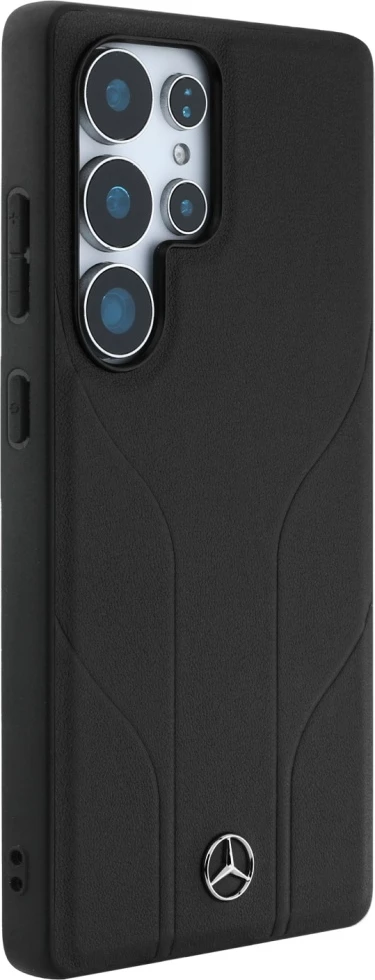 Mbështjellës Mercedes Leather Debossed Lines MagSafe për Samsung Galaxy S25 Ultra, i zi