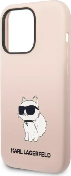 Mbështjellës Karl Lagerfeld KLHCP14LSNCHBCP për iPhone 14 Pro 6.1", silikon, rozë