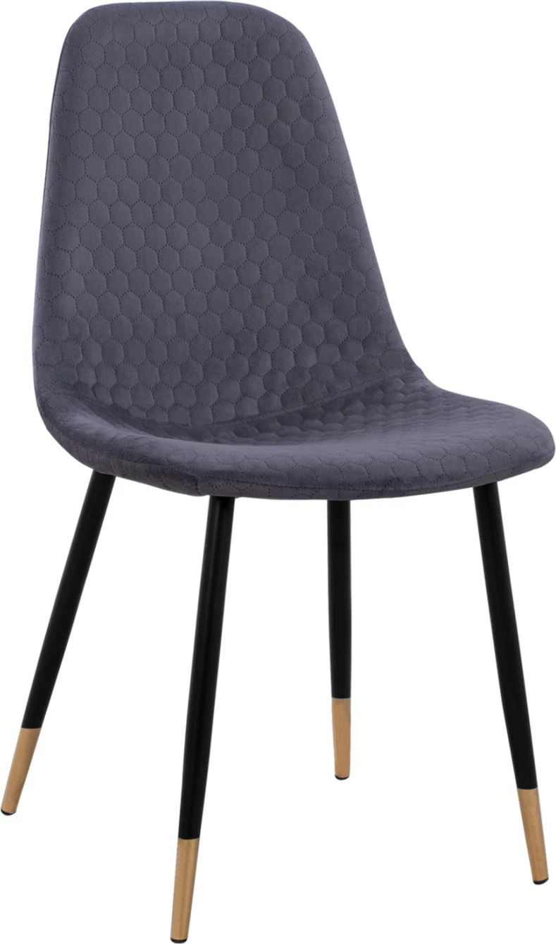 Karrige Lucille FH8552.01 prej kadifeje gri dhe kornizë metalike 45x56x81cm, set prej 4 copash