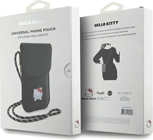 Mbështjellës Hello Kitty Leather Daydreaming Cord, lëkurë artificiale, i zi