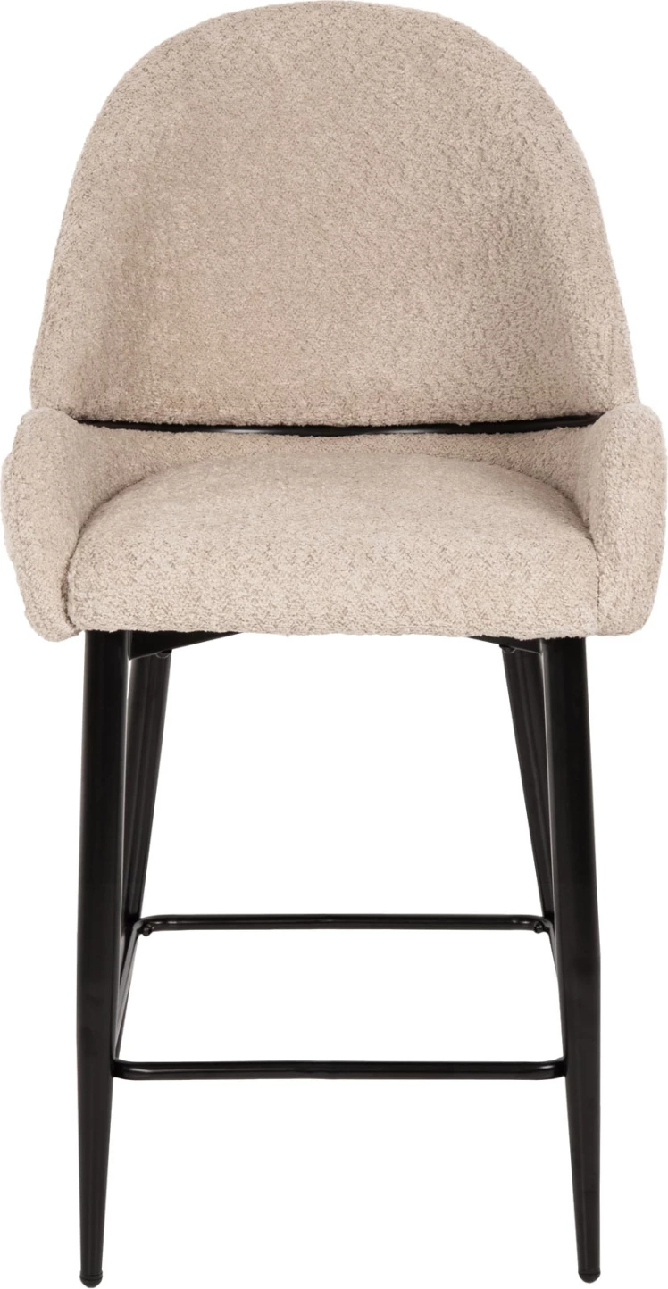 Karrige për bar, lartësi mesatare, FH8586.02, pëlhurë boucle ecru, këmbë metalike të zeza, 55x62x105H cm., set prej 2 copë