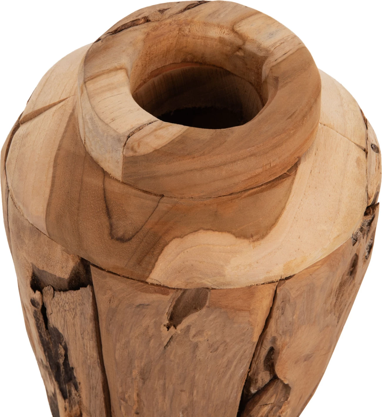 Vazo dekorative FH7917, pjesë të ricikluara druri TEAK, ngjyrë natyrale, Φ15x30H cm