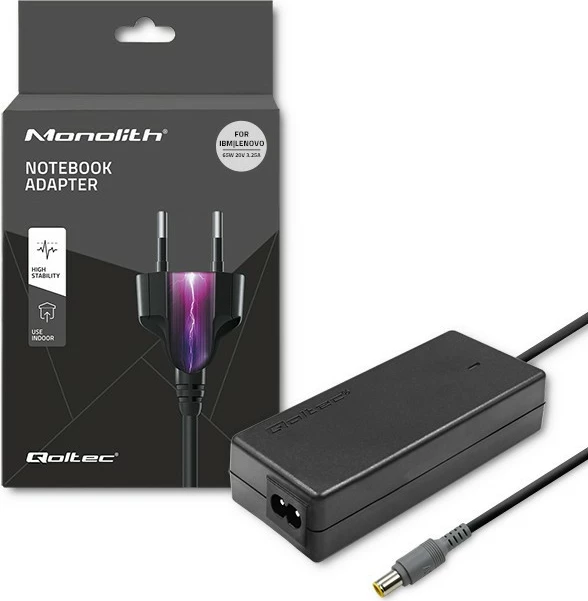 Kasë furnizimi Qoltec 50013.65W për Lenovo/IBM, 65W, 20V, 3.52A, 7.9x5.5mm, e zezë